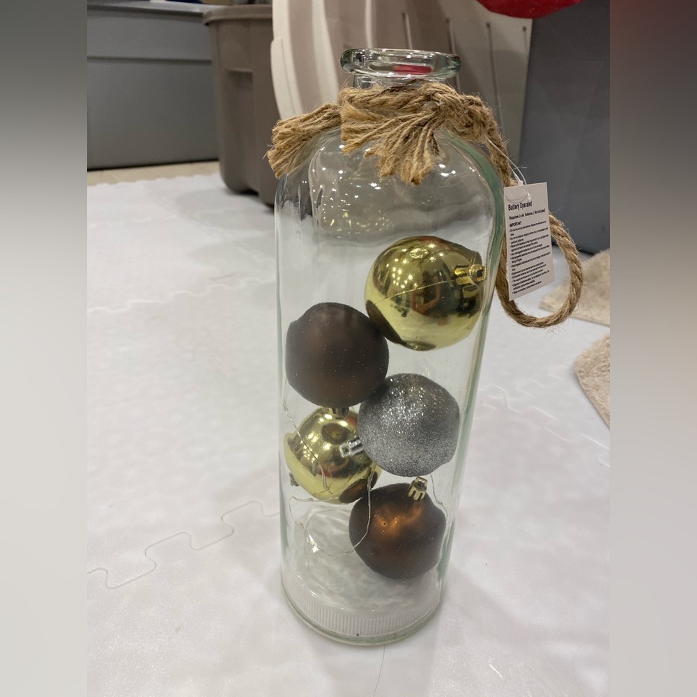 Elegant Holiday Ornament Set lights up in Glass Jar
